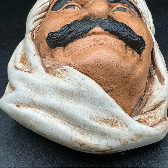 Rare Vintage Arab Man Chalkware Head Made In England - Picture 10 of 13